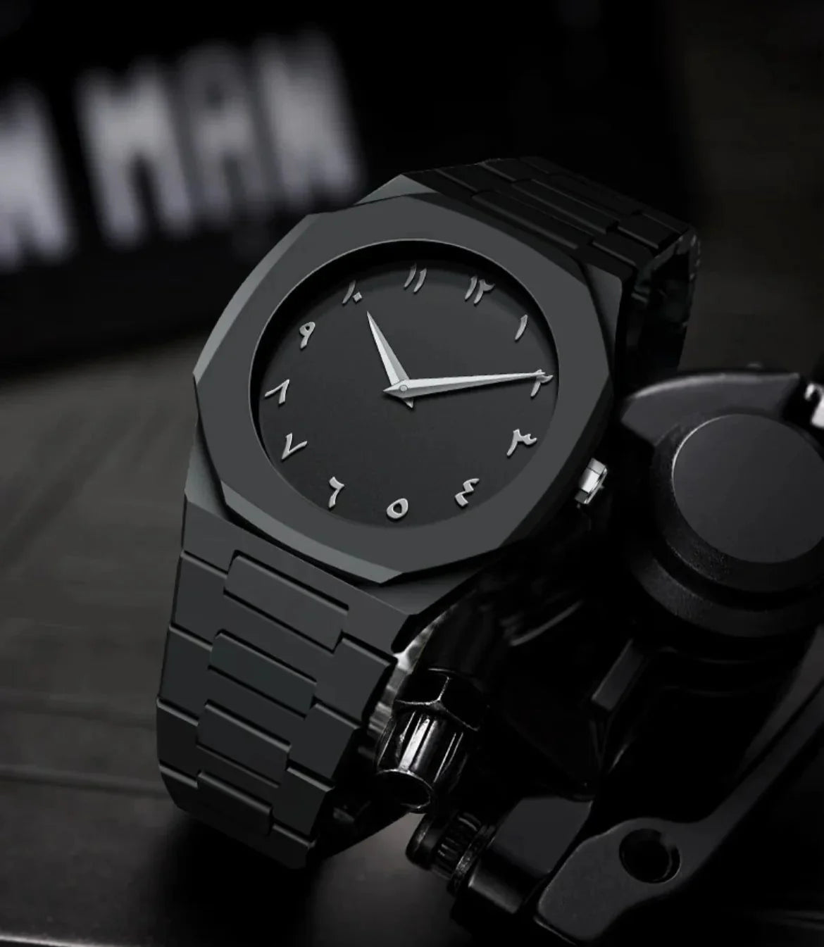 Steel arabic aura watch