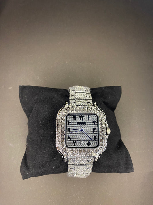 Santos de Cartier — Diamond-Covered with Arabic Numerals Dial